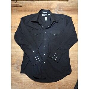 Vintage Sheplers Black Western Double Breast Pocket Long Sleeve Snap Shirt